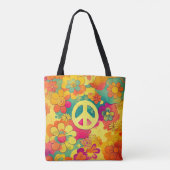 Tie Dye Boho Hippy 60s Vredesbord Tote Bag (Achterkant)