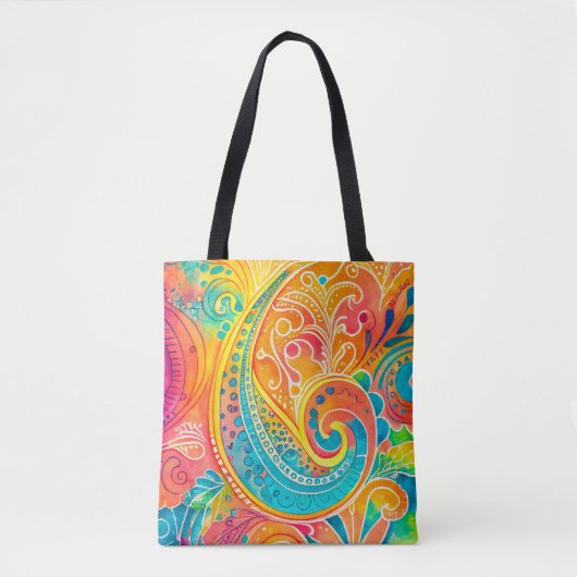 Tie Dye Boho Hippy jaren '60 Kleurrijk Tote Bag (Voorkant)