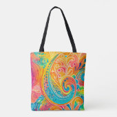 Tie Dye Boho Hippy jaren '60 Kleurrijk Tote Bag (Achterkant)