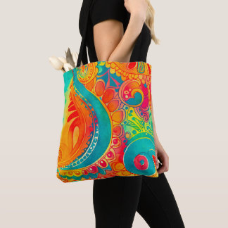 Tie Dye Boho Hippy jaren 60 Vrede Tote Bag