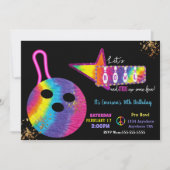 Tie Dye Bowling party, '70-jarige gloed bowling' Kaart (Voorkant)