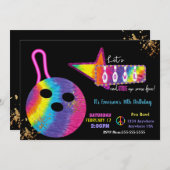 Tie Dye Bowling party, '70-jarige gloed bowling' Kaart (Voorkant / Achterkant)