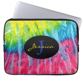 Tie Dye Bright Custom Monogram Laptop Sleeve