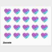 Tie Dye Bright Paars en Blauwgroen Heart Sticker (Vel)