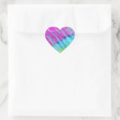 Tie Dye Bright Paars en Blauwgroen Heart Sticker (Tas)