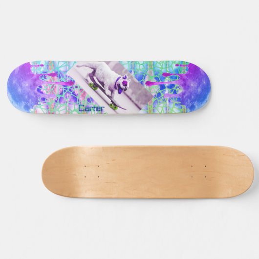 Tie dye Bulldog Blue Paars Persoonlijk Skateboard (Horizontaal)