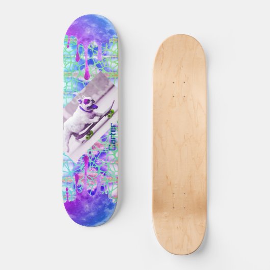 Tie dye Bulldog Blue Paars Persoonlijk Skateboard (Voorkant)