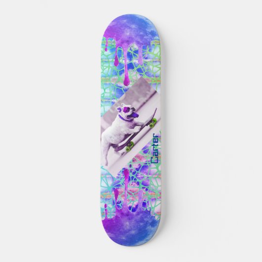 Tie dye Bulldog Blue Paars Persoonlijk Skateboard (Voorkant)