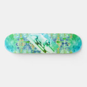 Tie dye Bulldog Green Blue skateboard (Horizontaal)