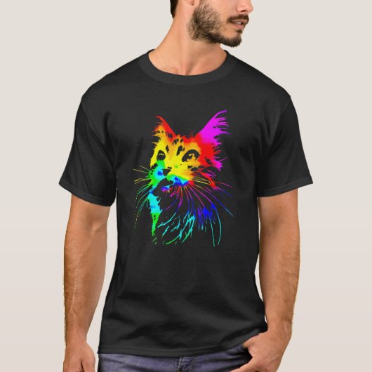 Tie Dye Ca  Colorful Tye Dye Kitten T-shirt (Voorkant)