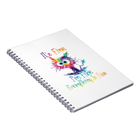 Tie Dye Cat Het is prima dat alles goed is Notitieboek (Rechterzijde)
