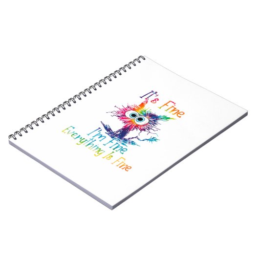 Tie Dye Cat Het is prima dat alles goed is Notitieboek (Linkerzijde)