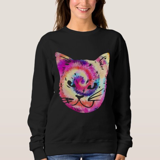 Tie Dye Cat Kitten Hippie Trui (Voorkant)