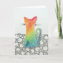 Tie Dye Cat met Bubbles Wenskaart