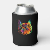 Tie Dye Cat Shirt _ Kleurrijke Tye Dye Kitten Blikjeskoeler (Blikje Voorkant)