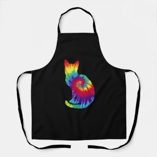 Tie Dye Cat Shirt _ Kleurrijke Tye Dye Kitten Schort