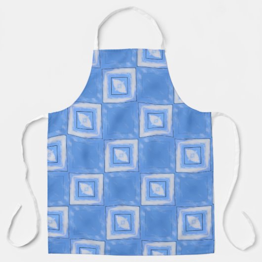 Tie Dye Checker Blauw en Wit Schort (Voorkant)