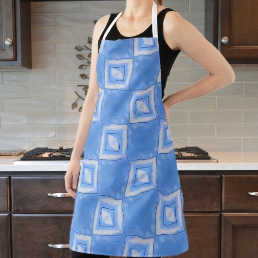 Tie Dye Checker Blauw en Wit Schort