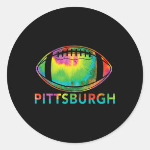 Tie Dye Cool Voetbal Design Kleding Pittsburgh Ronde Sticker