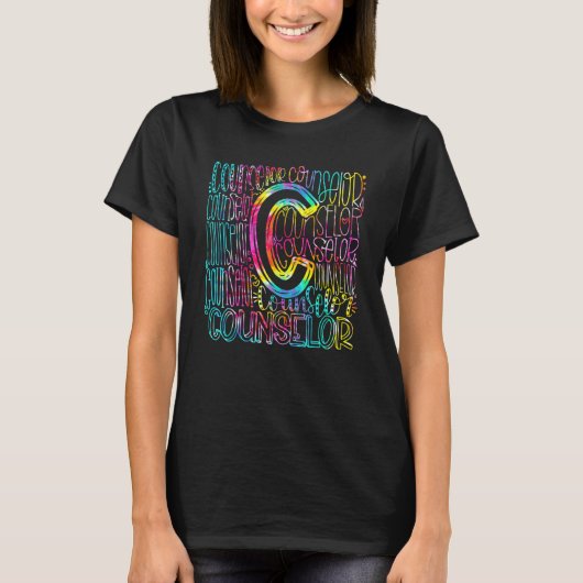 Tie Dye Counselor Typography  School Counselor T-shirt (Voorkant)