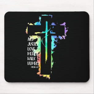 Tie Dye Cross Micah 68 Act Justly Bijbel Schrift Muismat