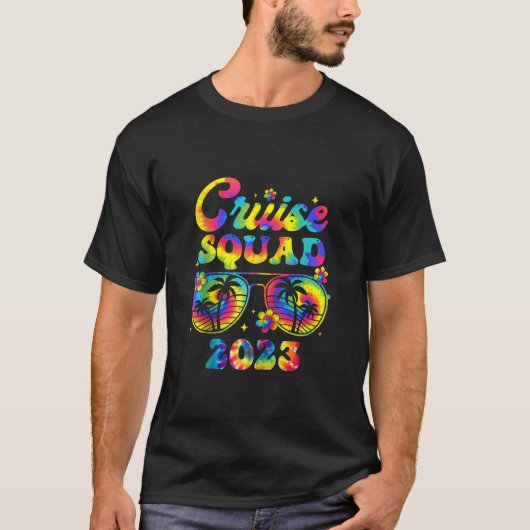 Tie Dye Cruise Squad 2023 Familie Vakantie Matchin T-shirt (Voorkant)