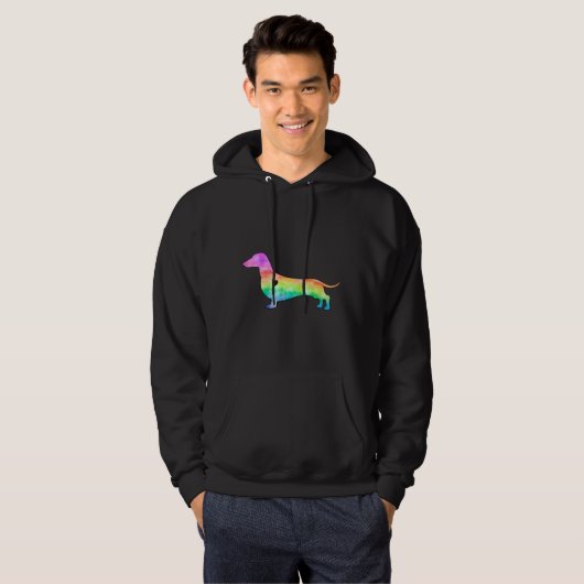 Tie Dye Dachshund Hoodie (Voorkant volledig)