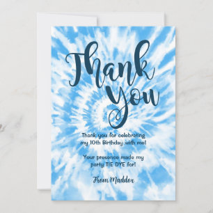 Tie Dye Dank je kaart Blauw