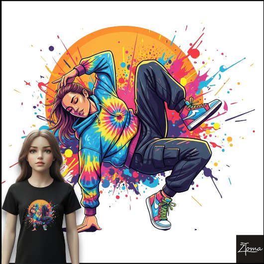 Tie-Dye Danser Breakdance Verfspatten Kunst Tri-Blend Shirt