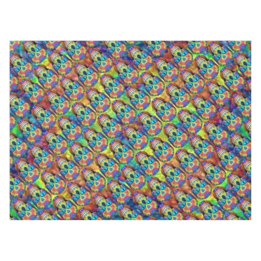 Tie Dye Dead Zombie Skull Cotton Tablecloth Tafelkleed (Voorkant (Horizontaal))