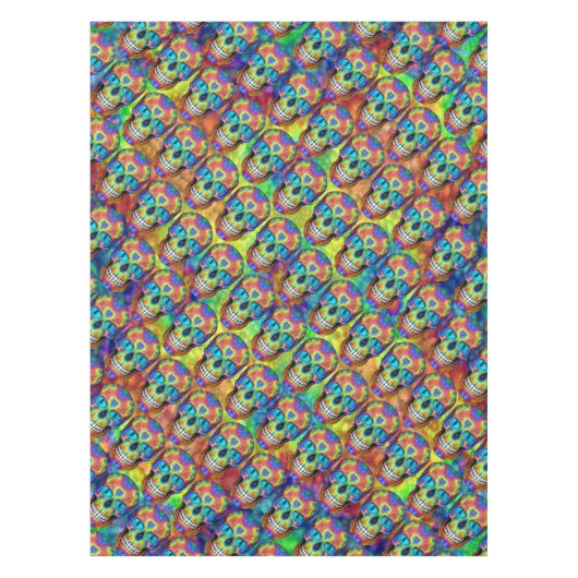 Tie Dye Dead Zombie Skull Cotton Tablecloth Tafelkleed (Voorkant)