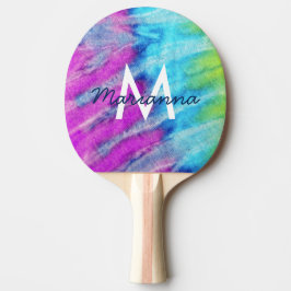Tie Dye Design Monogram Retro Tafeltennisbatje