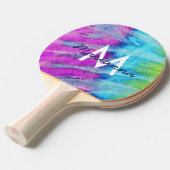 Tie Dye Design Monogram Retro Tafeltennisbatje (Voorkant Gekanteld)