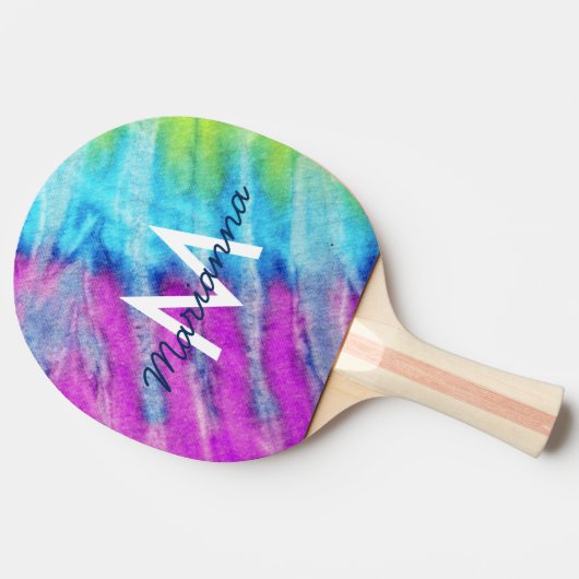 Tie Dye Design Monogram Retro Tafeltennisbatje (Zijkant)