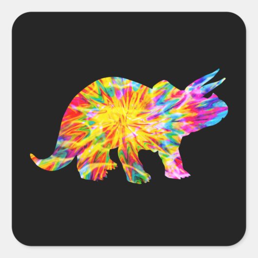 TIE DYE DINOSAURUS VIERKANTE STICKER (Voorkant)