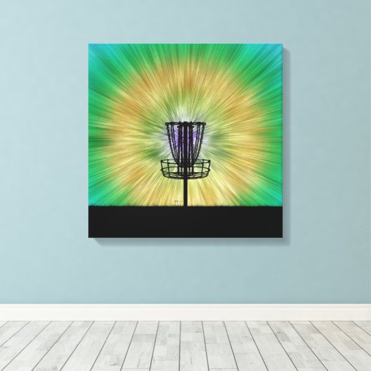 Tie Dye Disk Golf Basket Canvas Afdruk (Insitu (Houten vloer))