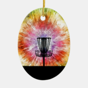 Tie Dye Disk Golf Basket Keramisch Ornament