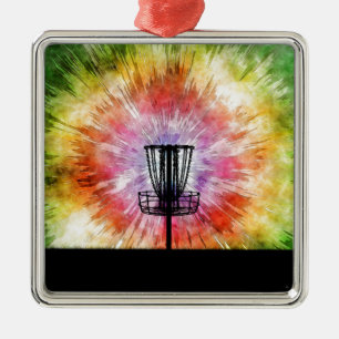 Tie Dye Disk Golf Basket Metalen Ornament
