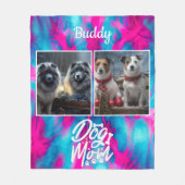 Tie Dye Dog Mam Gepersonaliseerd Roze Blauw Fleece Deken (Voorkant)