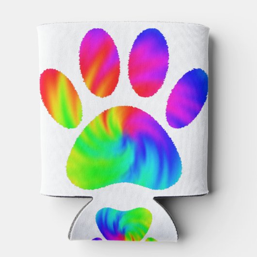 Tie Dye Dog Paw Afdrukken Afbeelding Blikjeskoeler (Achterkant)