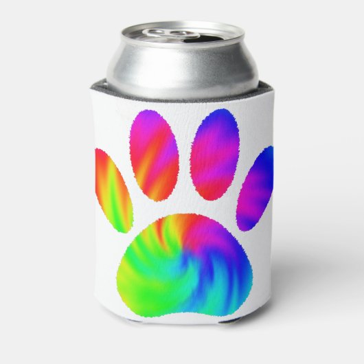 Tie Dye Dog Paw Afdrukken Afbeelding Blikjeskoeler (Blikje Achterkant)