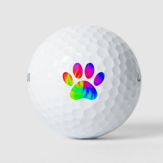 Tie Dye Dog Paw Afdrukken Afbeelding Golfballen (Voorkant)
