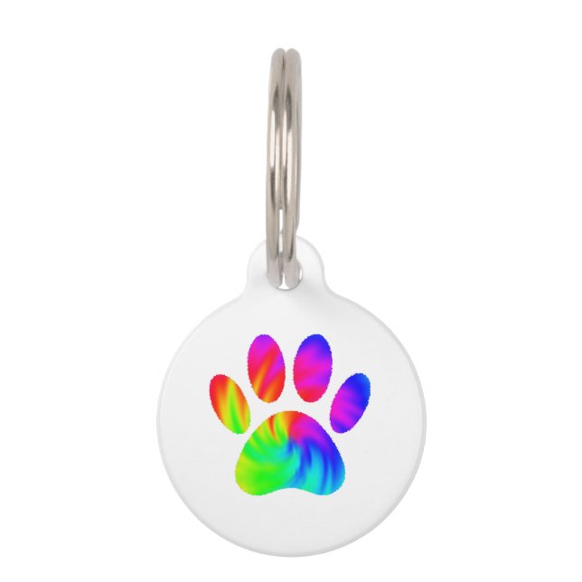 Tie Dye Dog Paw Afdrukken Afbeelding Huisdierpenning (Voorkant)