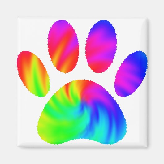 Tie Dye Dog Paw Afdrukken Afbeelding Magneet (Voorkant)