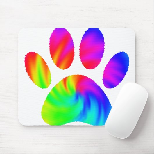 Tie Dye Dog Paw Afdrukken Afbeelding Muismat (Met muis)
