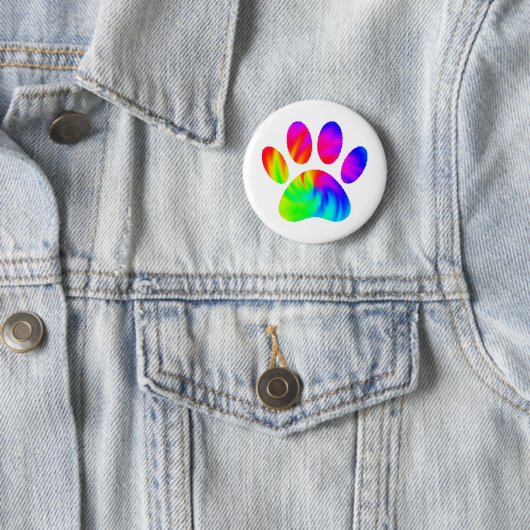 Tie Dye Dog Paw Afdrukken Afbeelding Ronde Button 5,7 Cm (In situ)