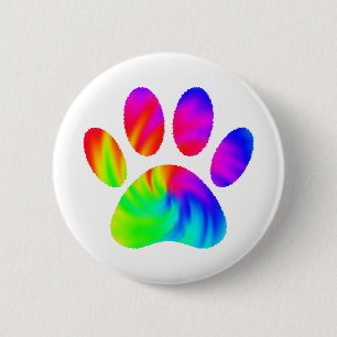 Tie Dye Dog Paw Afdrukken Afbeelding Ronde Button 5,7 Cm