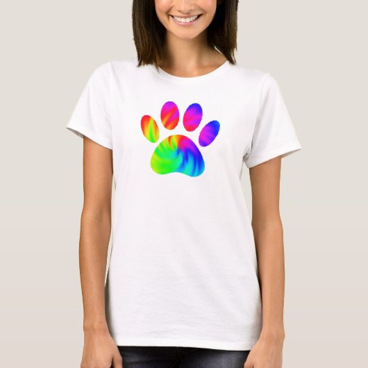 Tie Dye Dog Paw Afdrukken Afbeelding T-shirt (Voorkant)