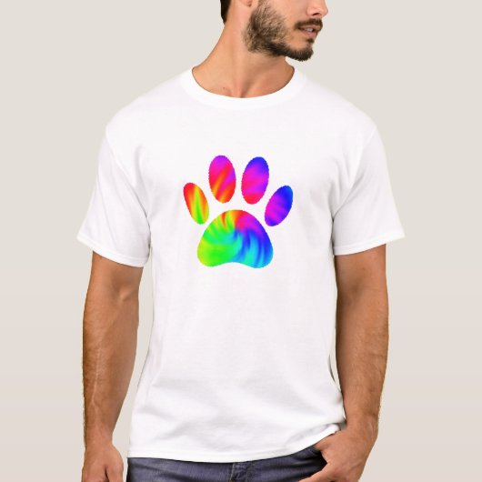 Tie Dye Dog Paw Afdrukken Afbeelding T-shirt (Voorkant)