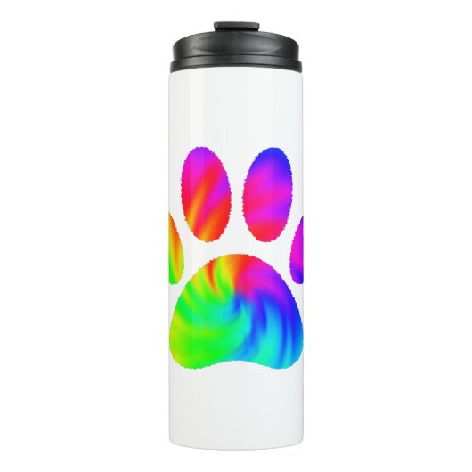 Tie Dye Dog Paw Afdrukken Afbeelding Thermosbeker (Voorkant)